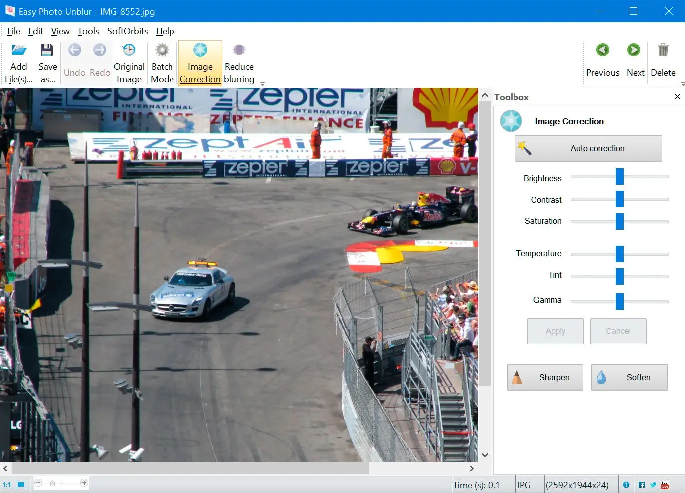 Tone and color correction after deblur..