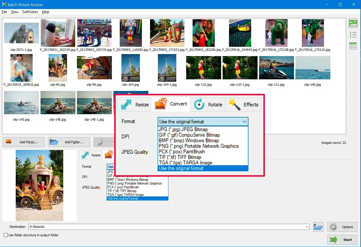  Choose the output format..