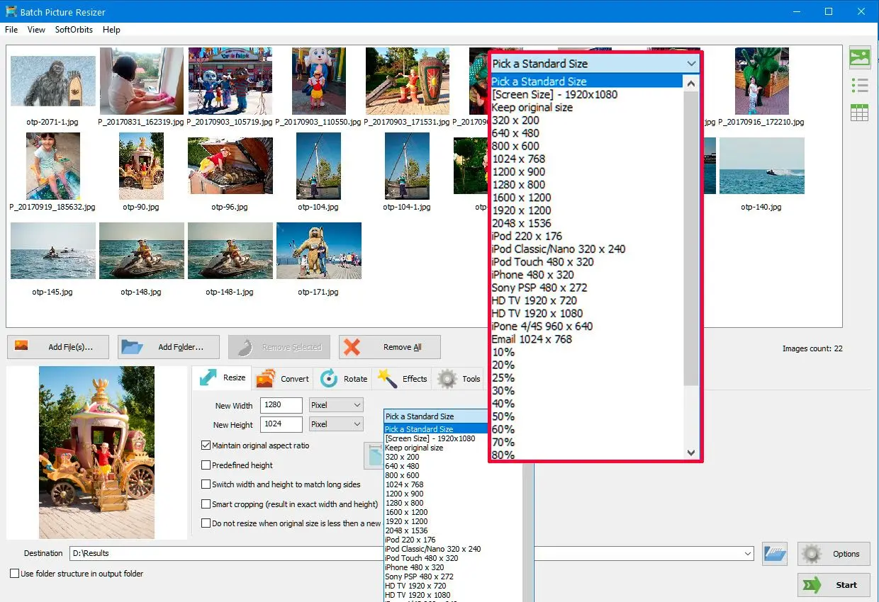  Choose the target image size in KB..