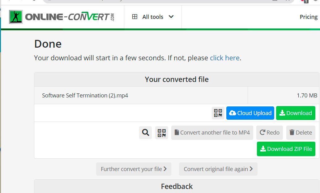 Download the Converted MP4 File..