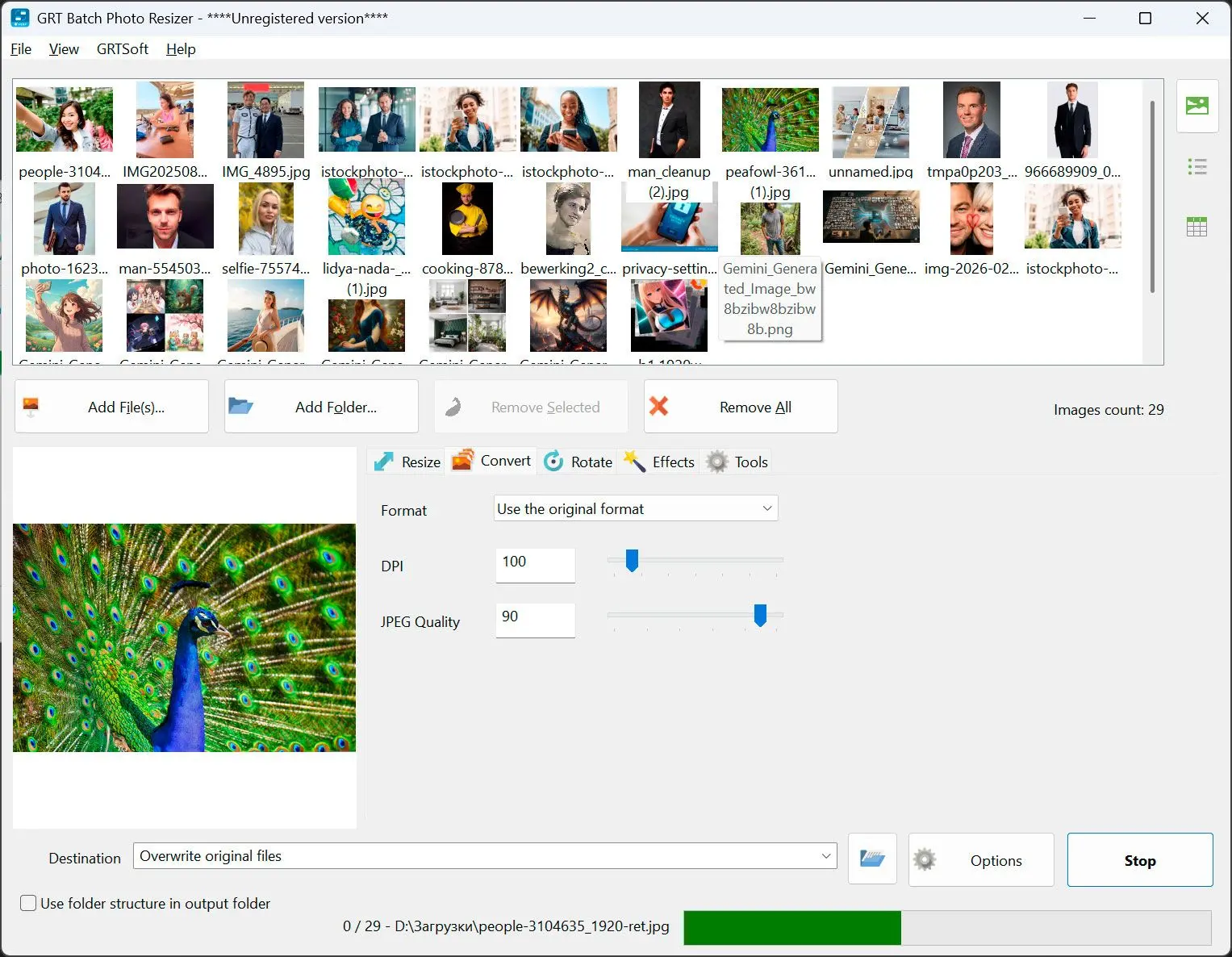 Select JPG as the output format..