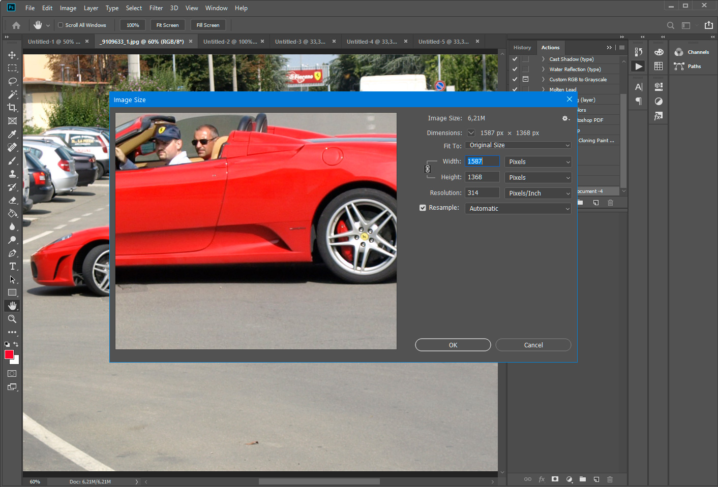 Photoshop - resize multiple images.