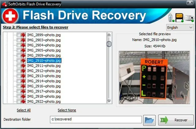 Choose files to recover from SanDisk drive..