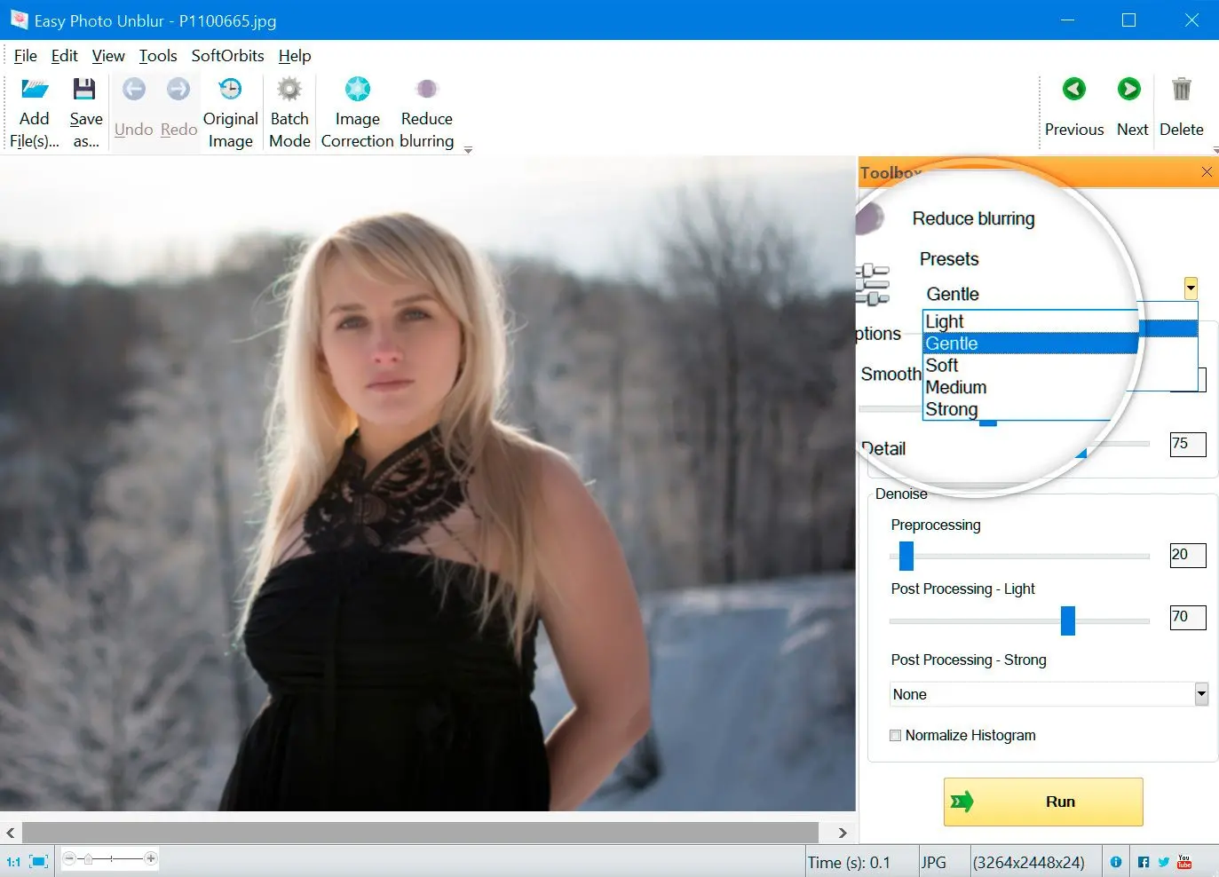  Easy Photo Unblur sharpening presets on Windows..