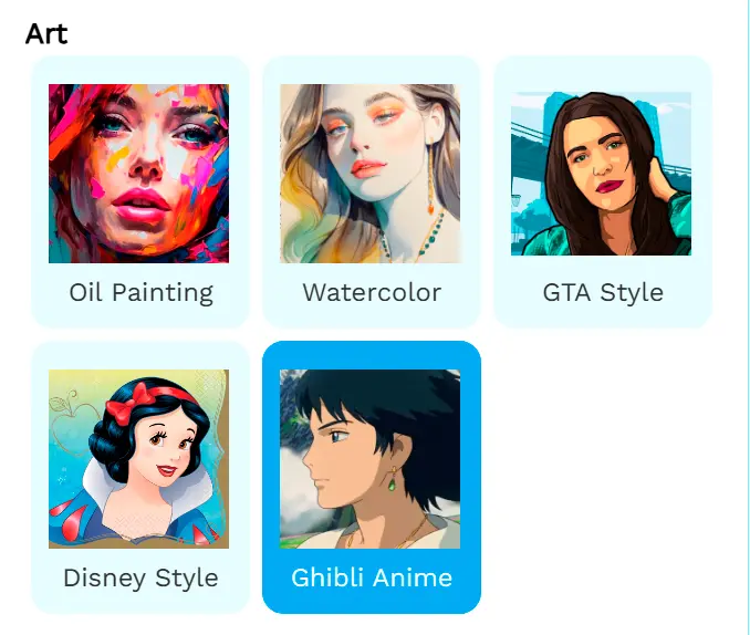 Pick a Ghibli Preset.