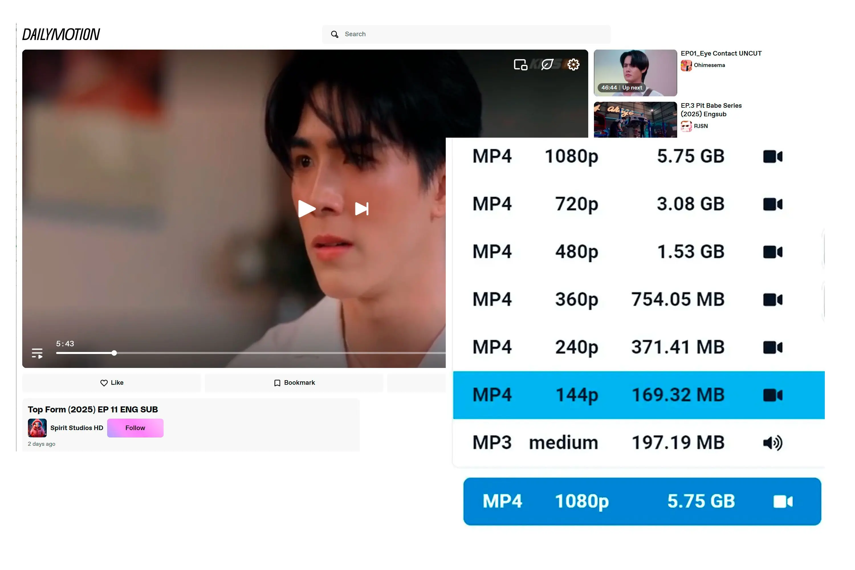Choose MP4 Video or MP3 Audio.