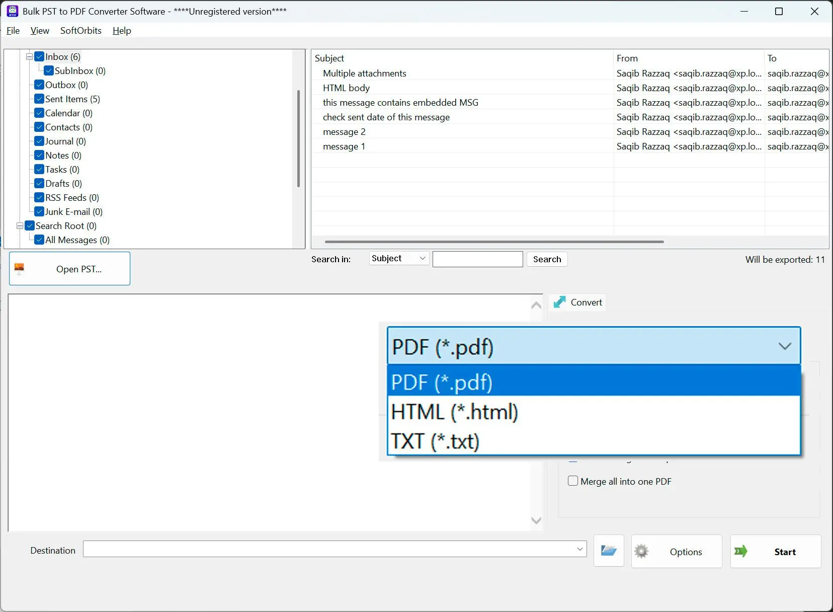 Pick the output format.