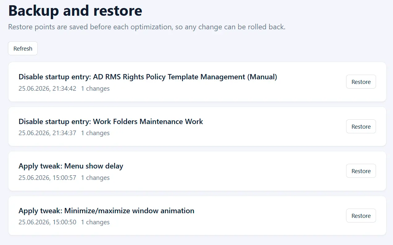 Revert anytime.