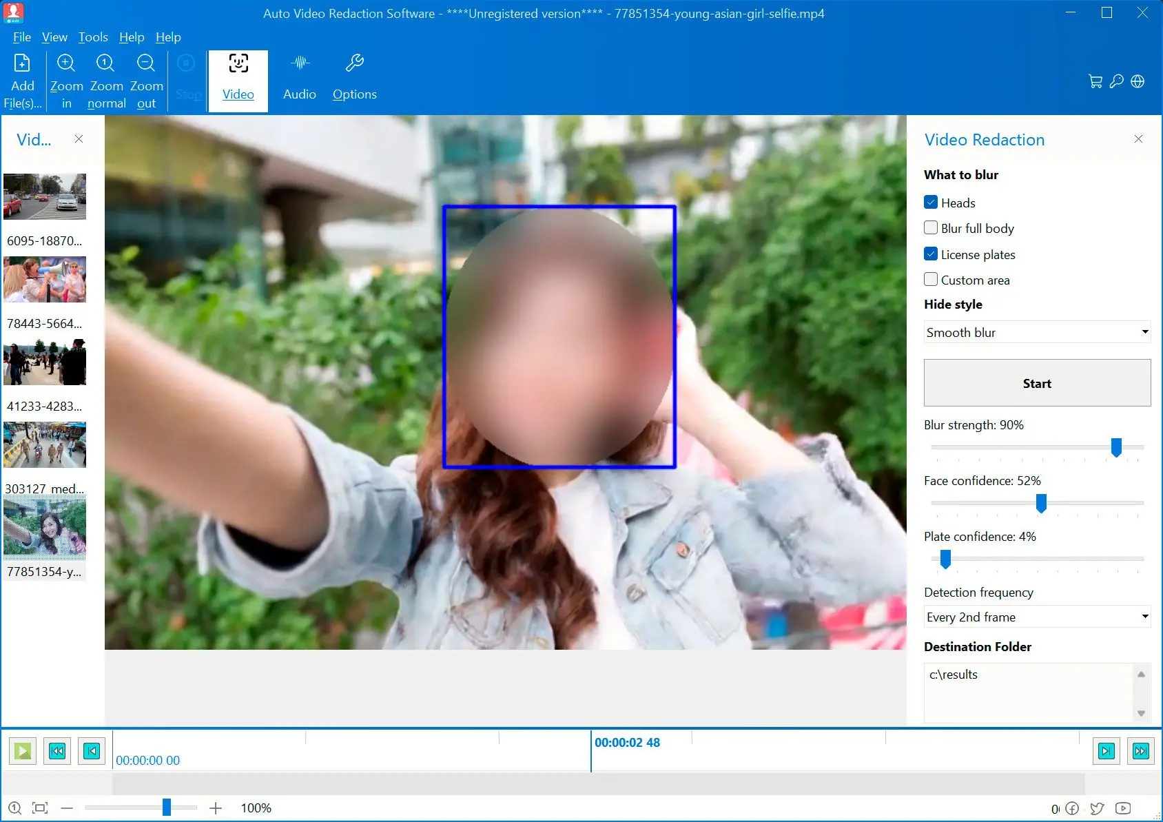 Auto Video Redaction Software Screenshot.